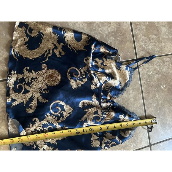 Vintage Satin Printed Cami PJ Top Sz Small - Picture 2 of 4